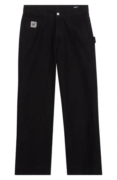 Bode Embroidered Denim Knolly Brook Trousers In Black