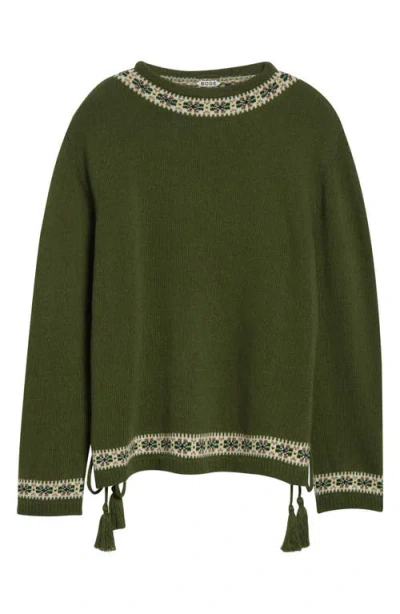 Bode Moritz Tassel Trim Virgin Wool Sweater In Multi