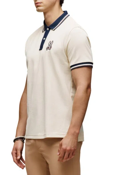 Psycho Bunny Wade Pique Polo T Shirt Beige In White