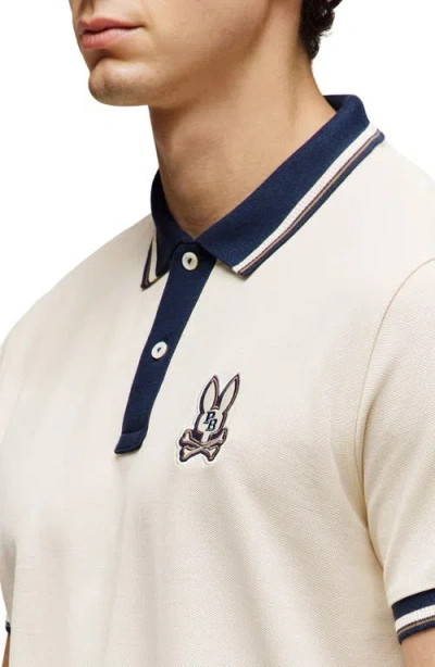 Psycho Bunny Wade Pique Polo T Shirt Beige In White
