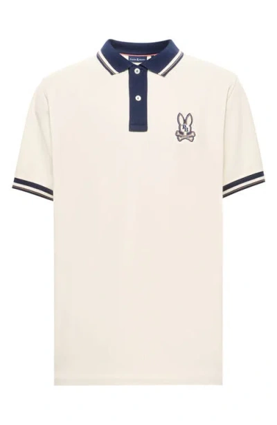 Psycho Bunny Wade Pique Polo T Shirt Beige In White