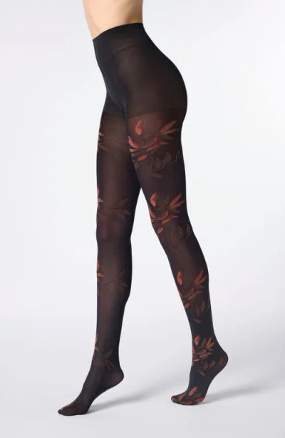 Oroblu Shaded Leaves Tights In Black