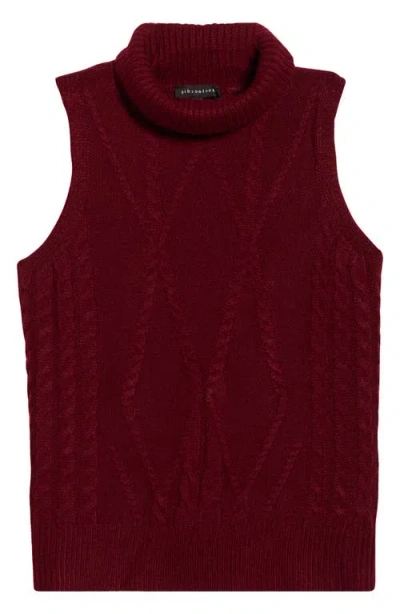 Gibsonlook Cable Stitch Sleeveless Turtleneck Sweater In Red