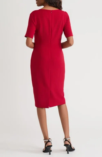 Kasper Women's Asymmetrical-neck Sheath Dress, Regular & Petite In Red