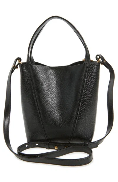 Chloé Small Spin Glossy Leather Tote Bag In Black