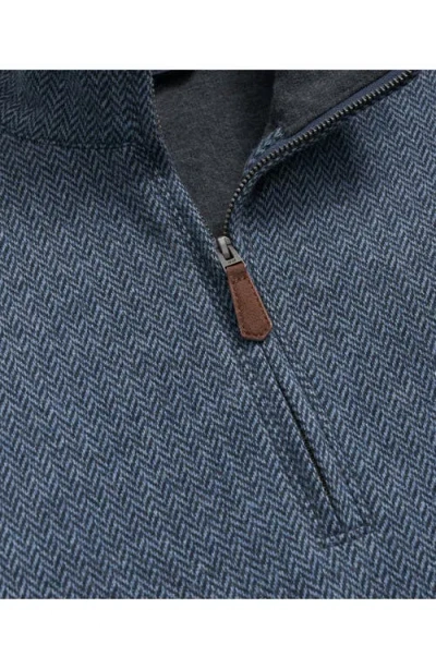 Brooks Brothers Herringbone Cotton Quarter Zip Pullover In Blue