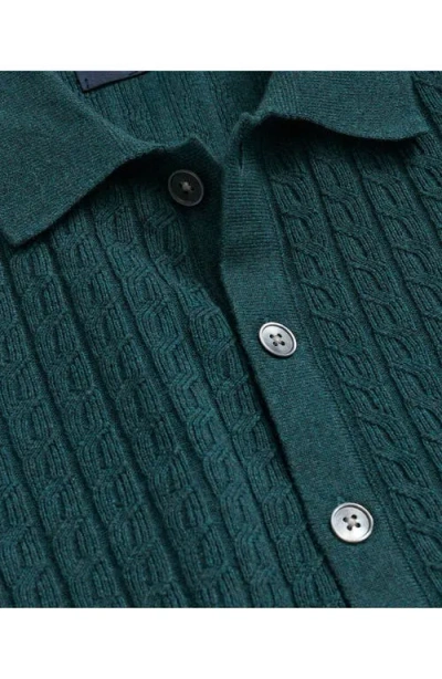 Brooks Brothers Cotton Mini-cable Polo Cardigan In Green