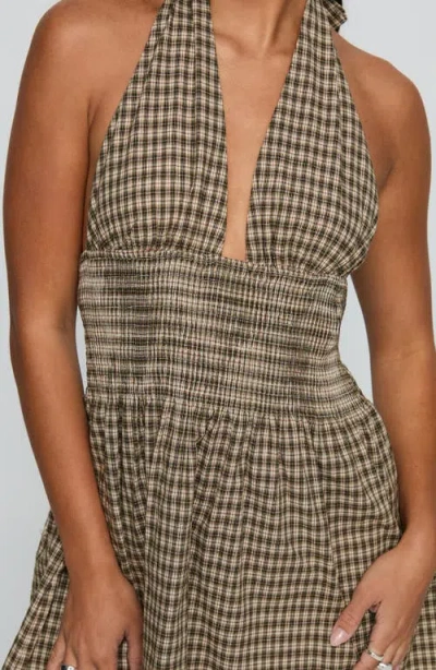 Princess Polly Juanette Check Halter Minidress In Gray