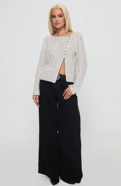 Princess Polly Lneker Split Front Sweater In Gray