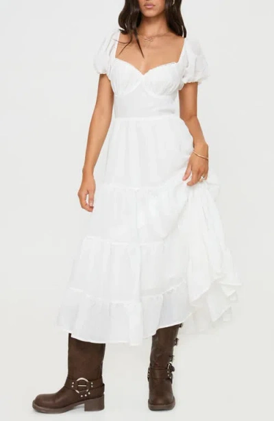 Princess Polly Danny Tiered Midi Dress In White