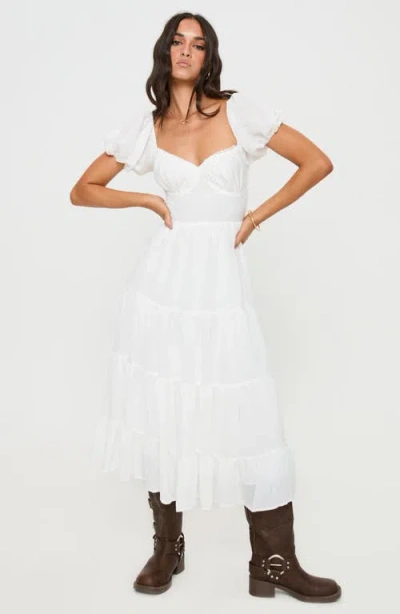 Princess Polly Danny Tiered Midi Dress In White