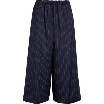 Comme Des Garçons Stripe Wool Trousers In Blue