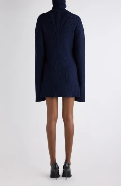 Balenciaga Pinched Navy Mini Dress In Wool And Cotton Women In Blue