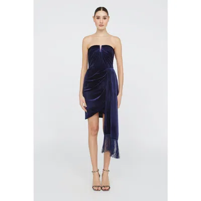 Theia Ursula Strapless Velvet Dress In Blue