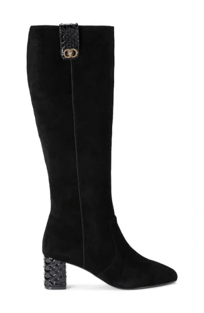 Kurt Geiger London Metallic Block Heel Knee High Boot In Black