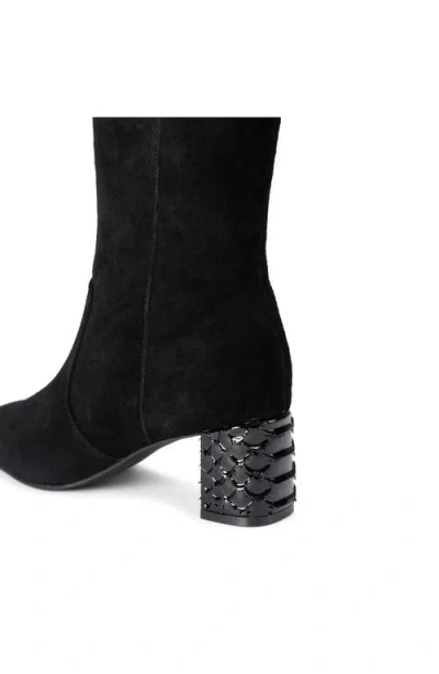 Kurt Geiger London Metallic Block Heel Knee High Boot In Black