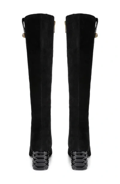 Kurt Geiger London Metallic Block Heel Knee High Boot In Black