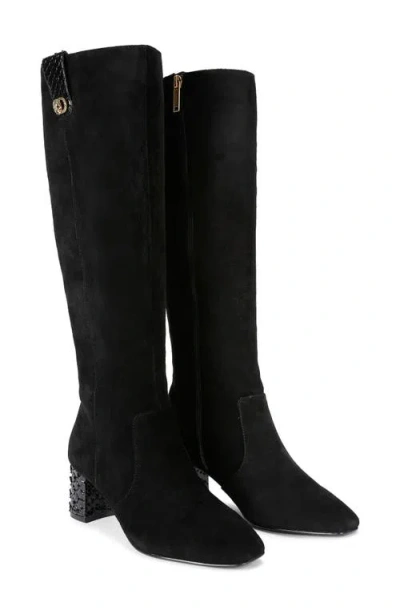 Kurt Geiger London Metallic Block Heel Knee High Boot In Black