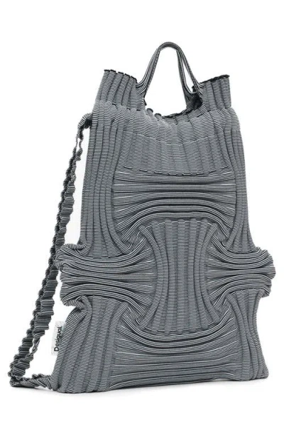 Desigual Medium Textured Stretch Knit Backpack In Black