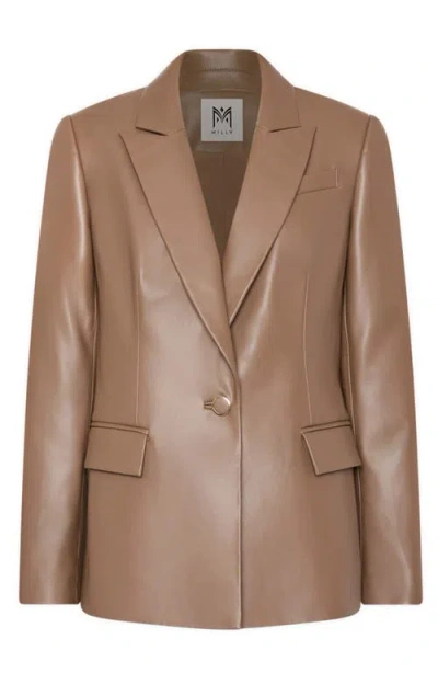 Milly Alexa Faux Leather Blazer In Brown