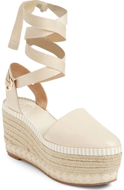 Tory Burch Dandy Lace Up Platform Espadrilles In Dulce De Leche/ Natural