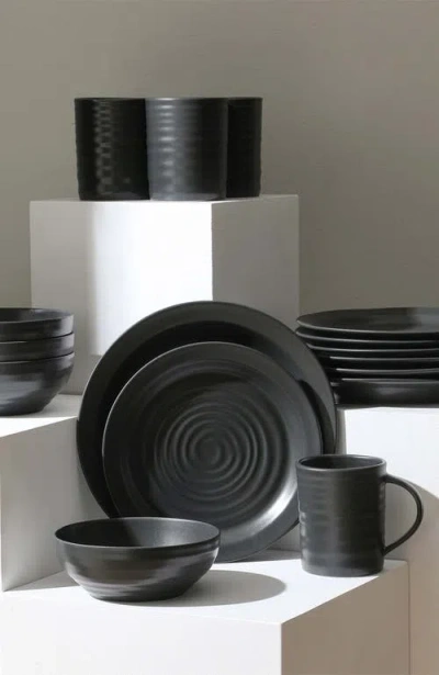 Stone Lain Orbit Stoneware 16-piece Dinnerware Set With Cereal Bowls And Mugs In Black