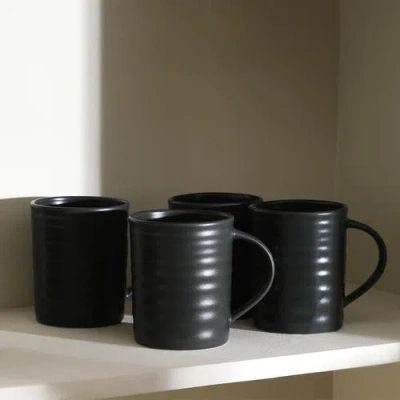 Stone Lain Orbit Stoneware 16-piece Dinnerware Set With Cereal Bowls And Mugs In Black