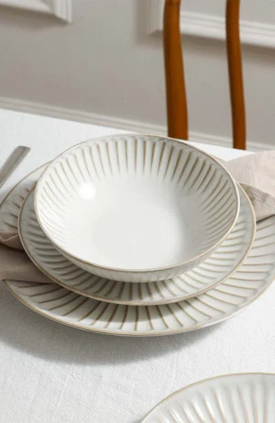 Stone Lain Linea Stoneware 24-piece Dinnerware Set In White