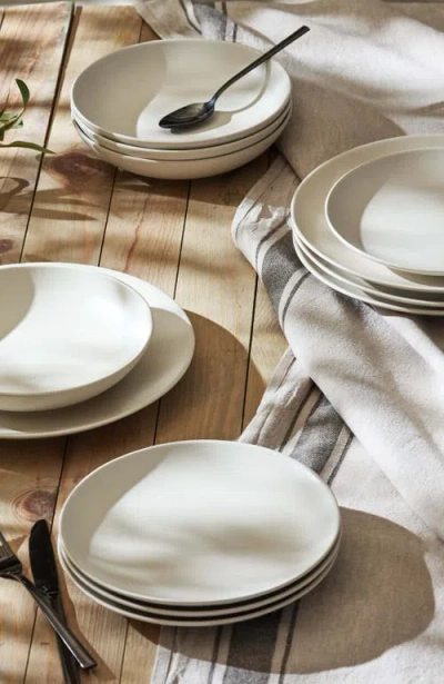 Stone Lain Semplice 12pc White Matte Stoneware Dinnerware Set In White