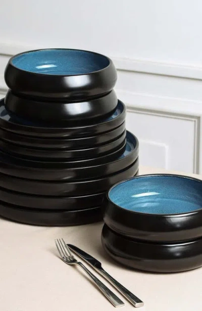 Stone Lain Lagoon Stoneware 24-piece Dinnerware Set In Blue