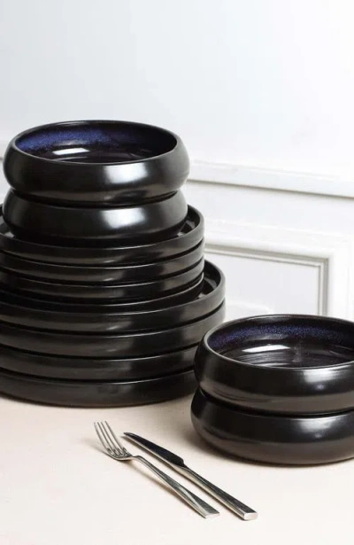 Stone Lain Lagoon Stoneware 12-piece Dinnerware Set In Black