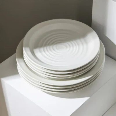 Stone Lain Orbit Stoneware 4-piece Dinner Plate Set In White