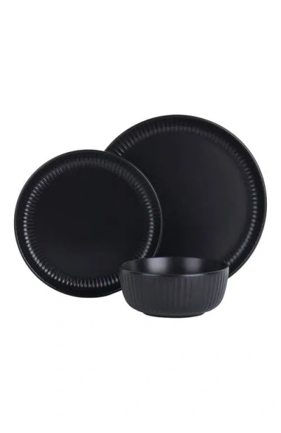 Stone Lain Logan Stoneware 12-piece Dinnerware Set In Black