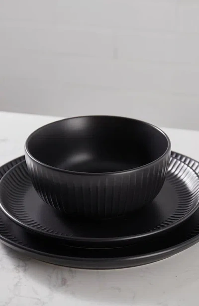 Stone Lain Logan Stoneware 12-piece Dinnerware Set In Black