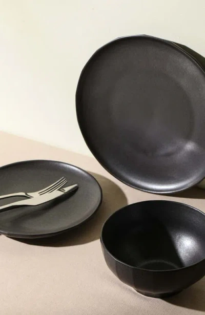 Stone Lain Rio Stoneware 12-piece Dinnerware Set In Black