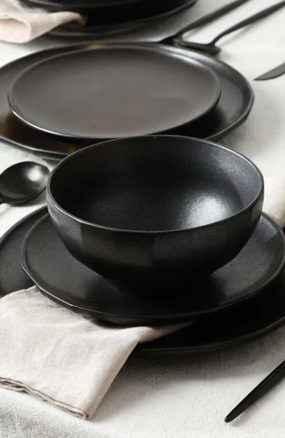 Stone Lain Rio Stoneware 12-piece Dinnerware Set In Black