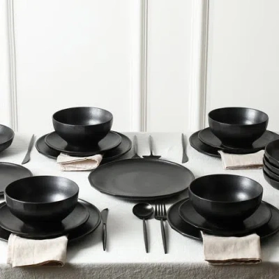 Stone Lain Rio Stoneware 12-piece Dinnerware Set In Black