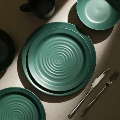 Stone Lain Orbit Stoneware 4-piece Dinner Plate Set In Green