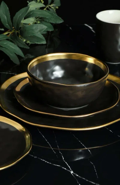 Stone Lain Florian 16 Pc. Dinnerware Set, Service For 4 In Black