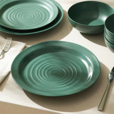 Stone Lain Orbit Stoneware 4-piece Dinner Plate Set In Green