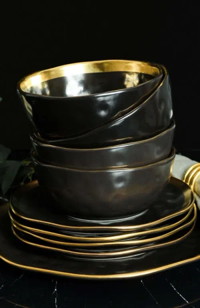 Stone Lain Florian 16 Pc. Dinnerware Set, Service For 4 In Black