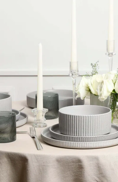 Stone Lain Haven 16pc Stoneware Dinnerware Set With Borosilicate Glass In White