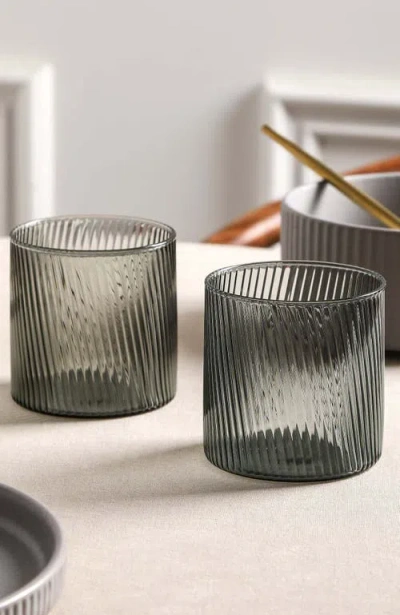 Stone Lain Haven 16pc Stoneware Dinnerware Set With Borosilicate Glass In White