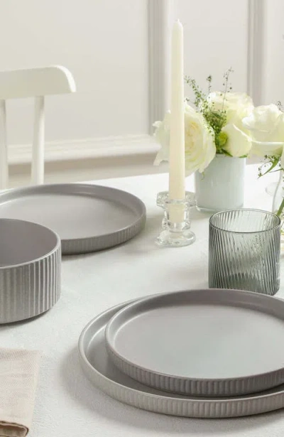 Stone Lain Haven 16pc Stoneware Dinnerware Set With Borosilicate Glass In White