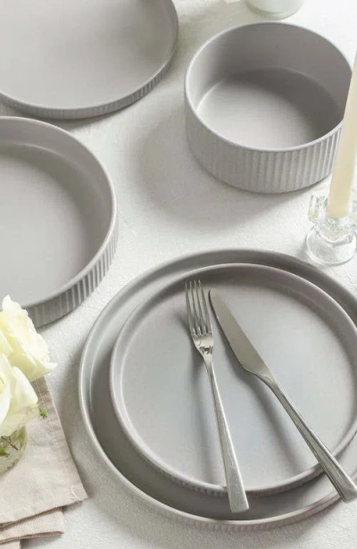 Stone Lain Haven 16pc Stoneware Dinnerware Set With Borosilicate Glass In White