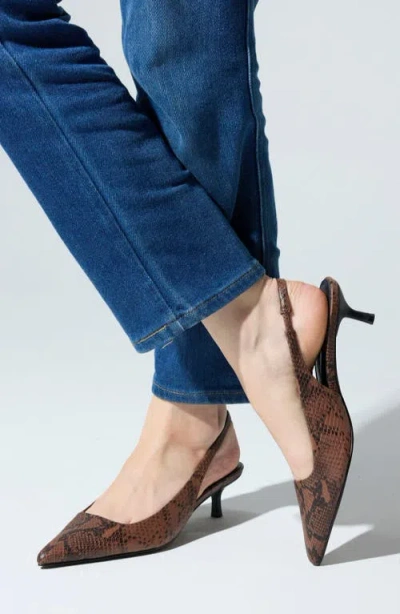 Yosi Samra Delilah Slingback Pointed Toe Kitten Heel Pump In Brown