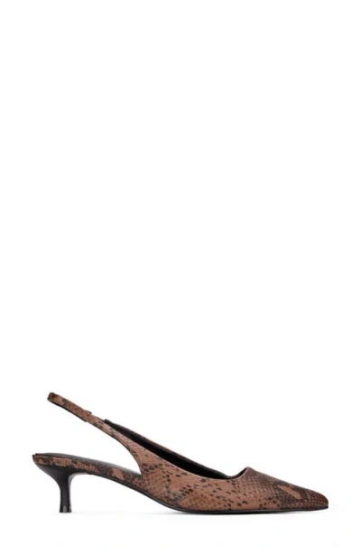 Yosi Samra Delilah Slingback Pointed Toe Kitten Heel Pump In Brown