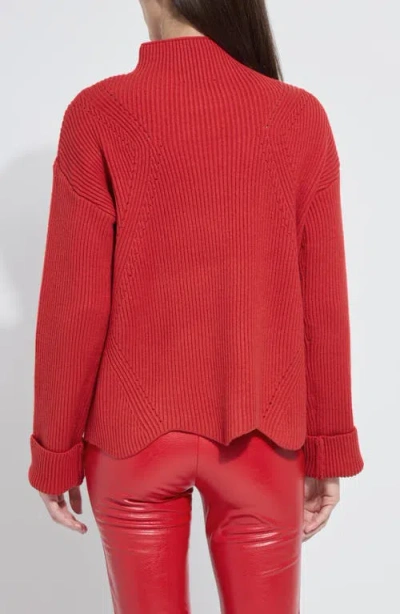 Lyssé Hyacinth Cozy Rib Scallop Edge Pullover In Red