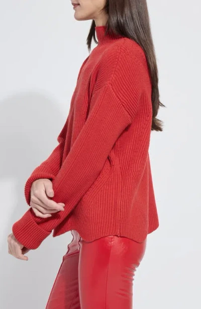 Lyssé Hyacinth Cozy Rib Scallop Edge Pullover In Red