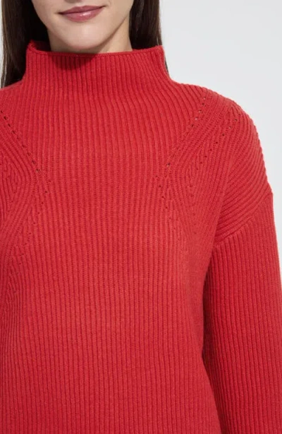 Lyssé Hyacinth Cozy Rib Scallop Edge Pullover In Red